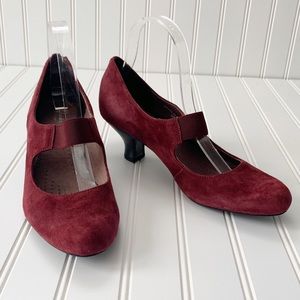 Clark's Artisian Suede Leather Active Air Heel Mary Jane Slip On Maroon 9M Women
